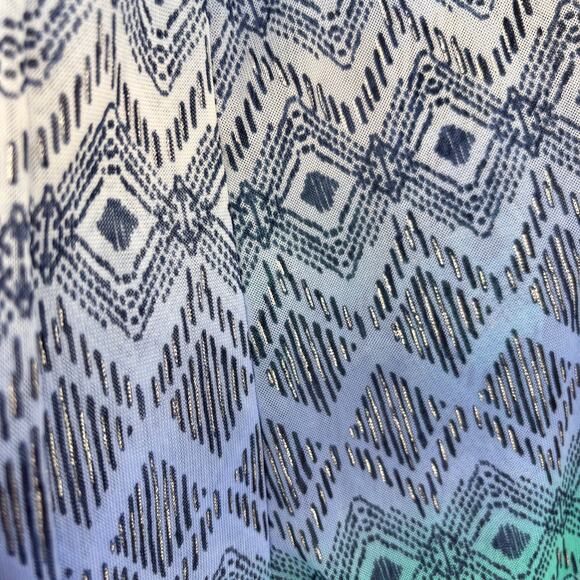 Chico's Travelers Vest Size M Blue Print Sleeveless Open Front Cardigan Topper - Picture 4 of 10